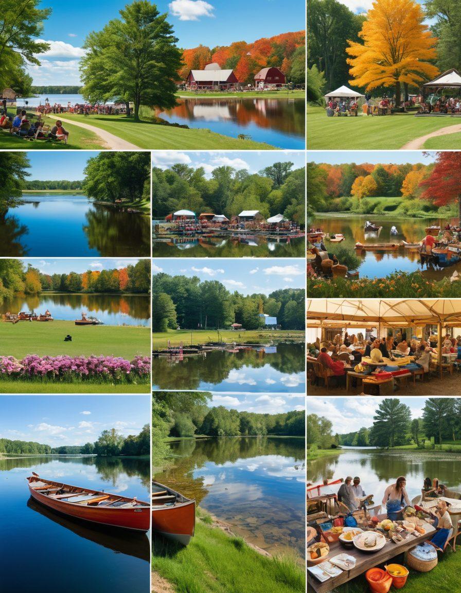 A vibrant collage depicting the rich culture of Becker County, featuring diverse community members engaged in various activities such as farming, arts, and local festivals amid scenic landscapes. A backdrop of lush forests and a tranquil lake showcases the area's natural beauty, while traditional crafts and local cuisine are subtly integrated into the scene. Warm, inviting colors with an emphasis on community spirit and cultural pride. vibrant colors. super-realistic.